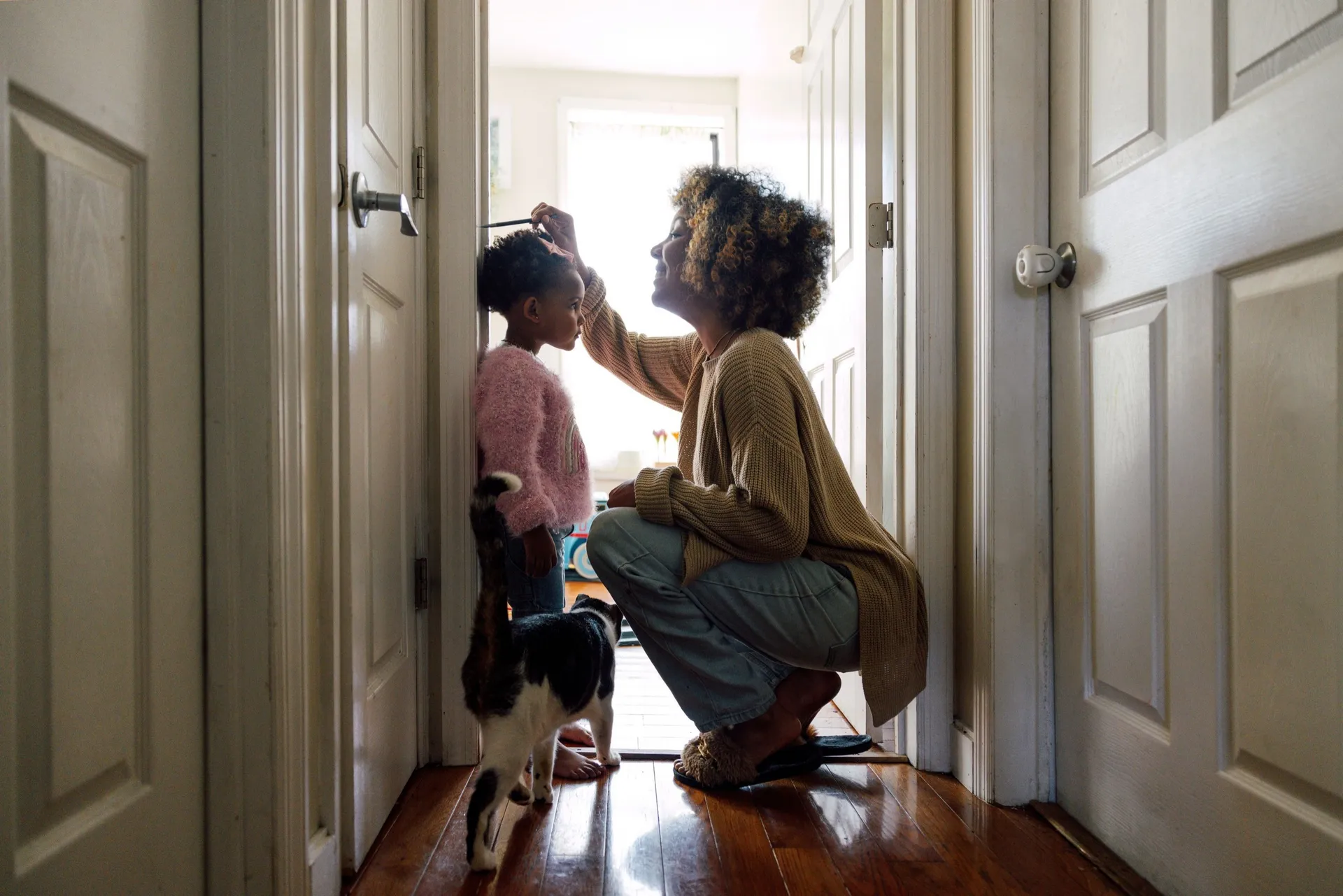 A child being measured for height